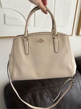 Coach Cream Leather Satchel with Gold Hardware
